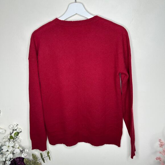 ZADIG & VOLTAIRE Gaby Amour Sweater Wool Cashmere Red Wine Sz S {G19} - Picture 4 of 6